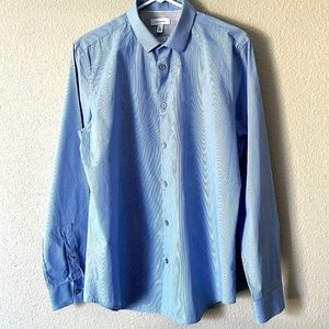 Calvin Klein InfiniteCool BodyFit NonIron Strech DressShirt Size M Blue